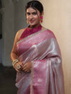 Banarasee Handwoven Tissue Saree With Zari Jaal Design & Lace-Pink(Dual Shade)
