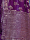 Banarasee Handloom Pure Chiniya Silk Saree With Zari Work-Violet