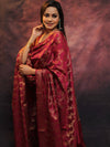 Banarasee Salwar Kameez Semi Katan Silk Fabric With Zari Work-Magenta