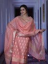 Banarasee Faux Georgette Zari Work Salwar Kameez Fabric With Dupatta Set-Peach