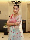 Banarasee Organza Mix Saree With Hand Embroidered Buta Work & Pallu-Pastel Blue