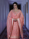 Banarasee Faux Georgette Zari Work Salwar Kameez Fabric With Dupatta Set-Peach