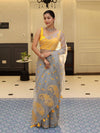Banarasee Organza Mix Saree With Embroidered Buta & Applique Work Pallu-Light Blue