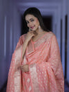 Banarasee Faux Georgette Zari Work Salwar Kameez Fabric With Dupatta Set-Peach