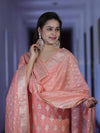 Banarasee Faux Georgette Zari Work Salwar Kameez Fabric With Dupatta Set-Peach