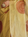 Banarasee Crushed Tissue Handwork Saree Work With Contrast Blouse-Gold