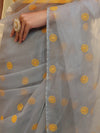 Banarasee Organza Mix Saree With Embroidered Buta & Applique Work Pallu-Light Blue