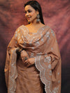 Banarasee Chanderi Cotton Salwar Kameez With Dupatta Set-Brown