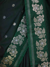 Banarasee Handloom Semi Silk Saree With Sona Rupa Zari Buti Design & Floral Border-Green