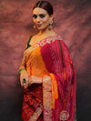 Chiffon Bandhej Saree With Gotapatti Zardozi Work-Multicolor