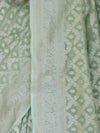 Banarasee Handloom Pure Cotton Silk Saree With Zari Jaal Design-Light Green