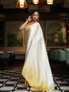 Banarasee Handloom Satin Hand Dyed Saree With Mirror Work-Yellow(Dual Tone)