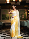 Banarasee Handloom Satin Hand Dyed Saree With Mirror Work-Yellow(Dual Tone)