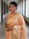 Banarasee Handwoven Semi Silk Saree With Zari Jaal Design & Lace-Peachy Pink