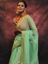 Banarasee Chanderi Cotton Hand-Embroidered Saree-Green