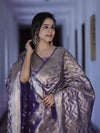 Banarasee Tissue Zari Work Salwar Kameez Fabric With Dupatta Set-Lilac