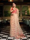 Banarasee Organza Mix Saree With Embroidered Buta & Applique Work Pallu-Light Yellow