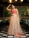 Banarasee Organza Mix Saree With Embroidered Buta & Applique Work Pallu-Light Yellow