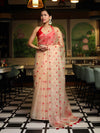 Banarasee Organza Mix Saree With Embroidered Buta & Applique Work Pallu-Light Yellow