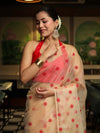 Banarasee Organza Mix Saree With Embroidered Buta & Applique Work Pallu-Light Yellow