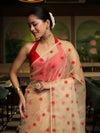 Banarasee Organza Mix Saree With Embroidered Buta & Applique Work Pallu-Light Yellow