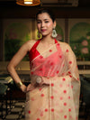 Banarasee Organza Mix Saree With Embroidered Buta & Applique Work Pallu-Light Yellow