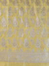 Banarasee Silver Zari Jaal Salwar Kameez With Embroidered Dupatta-Yellow