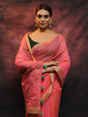 Banarasee Chanderi Cotton Hand-Embroidered Saree-Pink