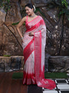 Banarasee Handloom Semi Silk Saree With Zari Buta Work & Contrast Border-Blush Pink(Dual Tone)
