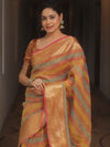 Banarasee Handwoven Crushed Tissue Saree-Multicolor
