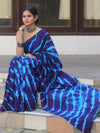 Handloom Mul Cotton Shibori Dyed Saree-Blue