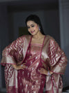 Banarasee Tissue Zari Work Salwar Kameez Fabric With Dupatta Set-Pink