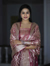 Banarasee Tissue Zari Work Salwar Kameez Fabric With Dupatta Set-Pink