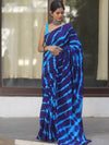Handloom Mul Cotton Shibori Dyed Saree-Blue