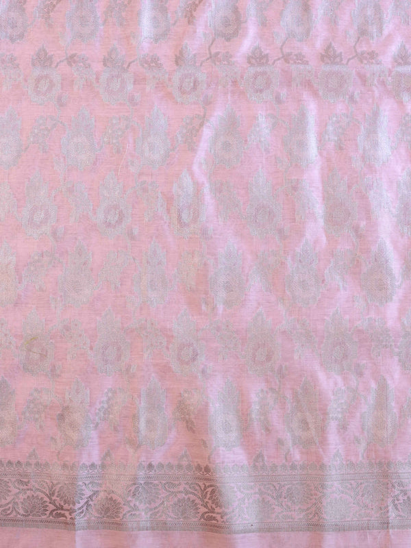 Banarasee Silver Zari Jaal Salwar Kameez With Embroidered Dupatta-Pink