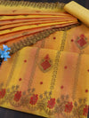 Banarasee Chanderi Cotton Embroidered Salwar Kameez With Dupatta Set-Yellow