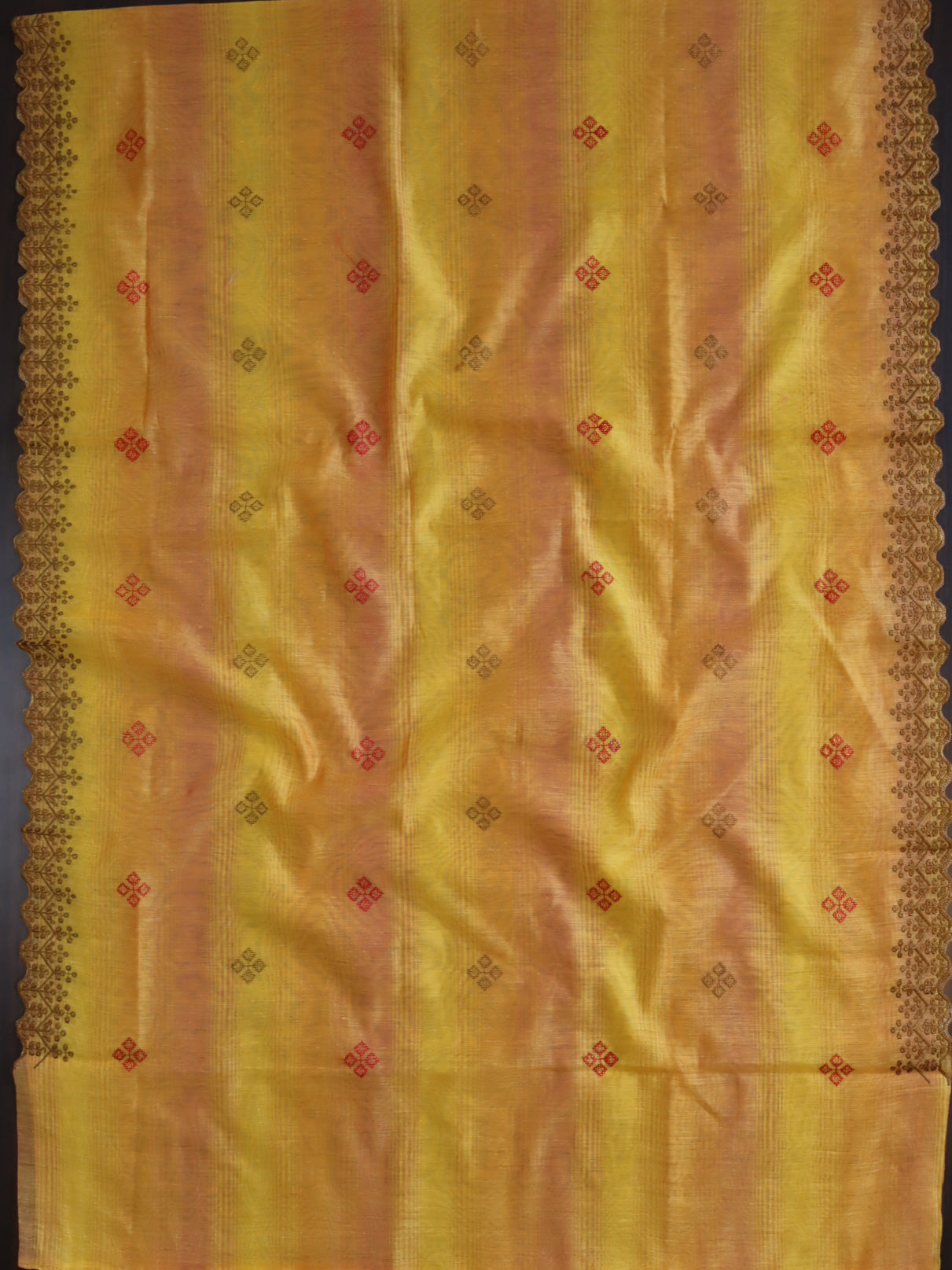 Banarasee Chanderi Cotton Embroidered Salwar Kameez With Dupatta Set-Yellow