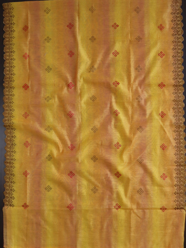 Banarasee Chanderi Cotton Embroidered Salwar Kameez With Dupatta Set-Yellow