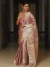 Banarasee Handwoven Tissue Saree With Zari Buta-Lavender