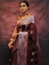 Banarasee Handwoven Semi Silk Saree With Zari Work-Wine