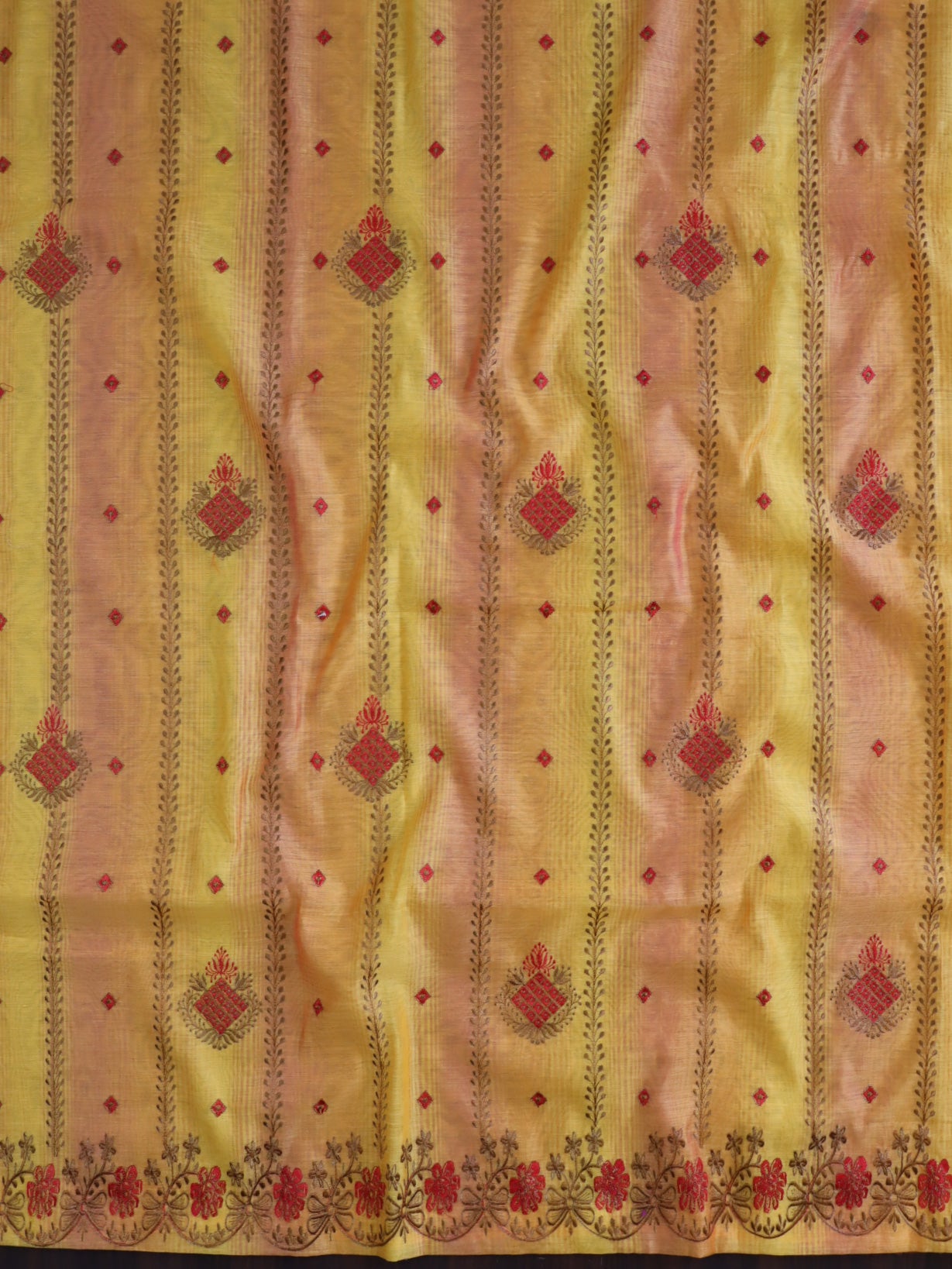 Banarasee Chanderi Cotton Embroidered Salwar Kameez With Dupatta Set-Yellow