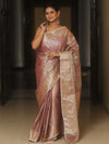 Banarasee Handwoven Tissue Saree With Zari Buta-Lavender