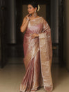Banarasee Handwoven Tissue Saree With Zari Buta-Lavender