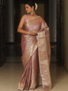 Banarasee Handwoven Tissue Saree With Zari Buta-Lavender