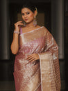 Banarasee Handwoven Tissue Saree With Zari Buta-Lavender