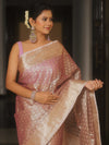 Banarasee Handwoven Tissue Saree With Zari Buta-Lavender