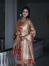 Banarasee Tissue Zari Work Salwar Kameez Fabric With Dupatta Set-Peach
