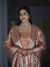 Banarasee Tissue Zari Work Salwar Kameez Fabric With Dupatta Set-Peach