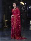 Banarasee Pure Chiffon Saree With Resham Buta Work & Border-Deep Pink