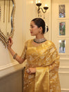 Banarasee Handwoven Tissue Saree With Zari & Thread Work-Gold